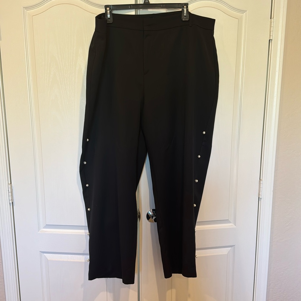 Eloquii Faux Pearl Wide Leg Slacks